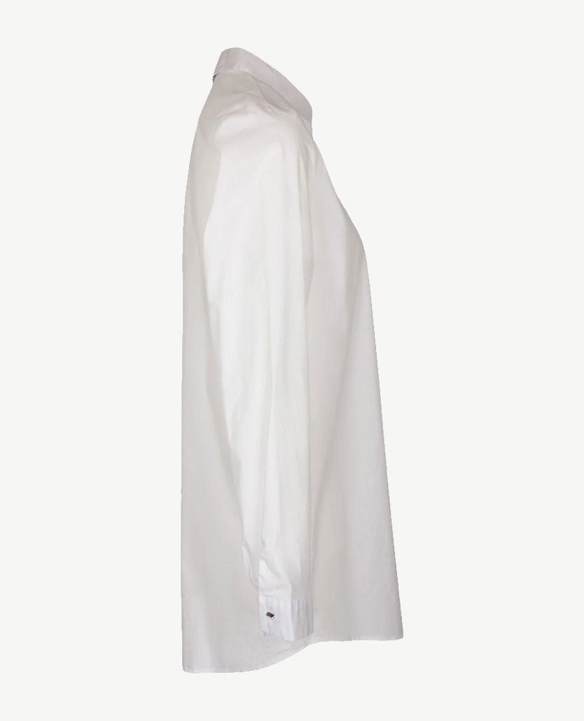 Erfo - Lange blouse  -  Kraag - Poplin - wit