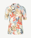 Erfo - Polo - Groot bloemdessin, beige, wit, koraal en khaki