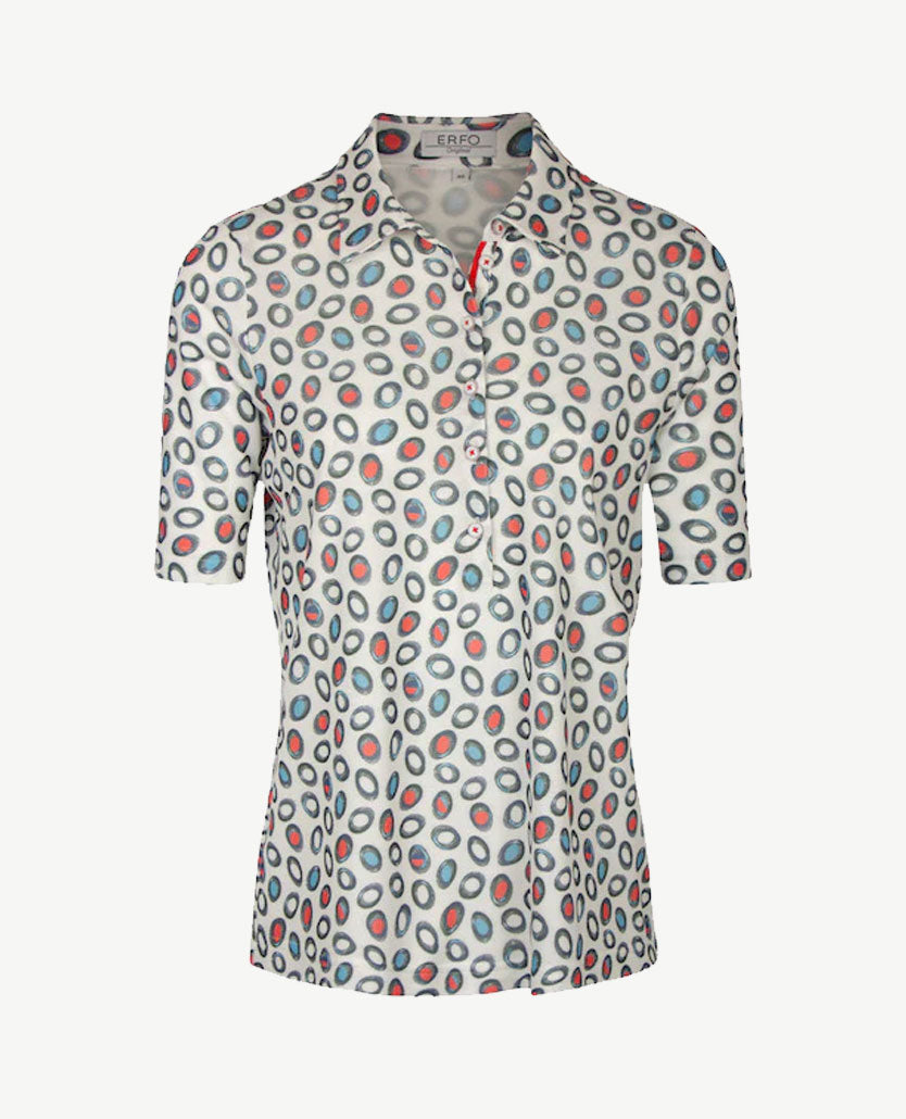 Erfo - Polo - Rondjes met grijs, off-white, rood en blue