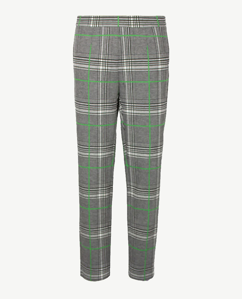 Frank Walder - Pantalon Jersey - Elastiek rondom - Ruit, wit, zwart en groen