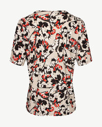 Frank Walder  - Top kleine v-hals - Rood, beige, zwart off-white