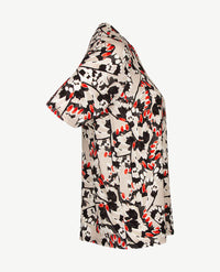 Frank Walder  - Top kleine v-hals - Rood, beige, zwart off-white