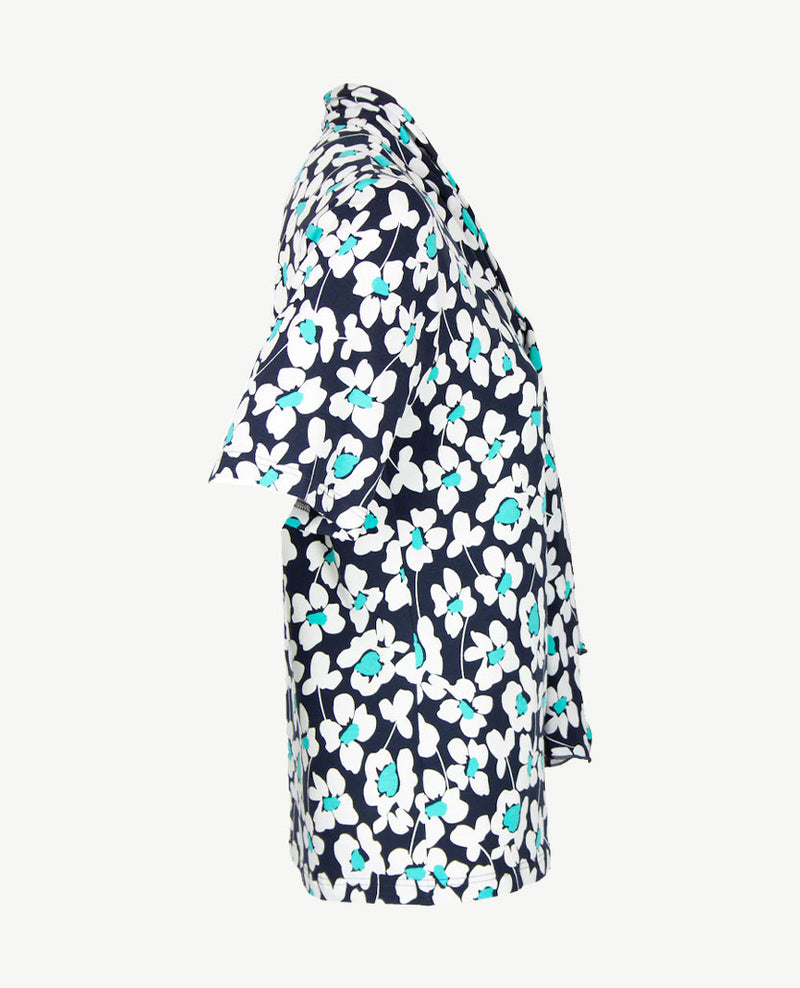Frank Walder - Top/Blouse - Bloem marine, wit en azuur