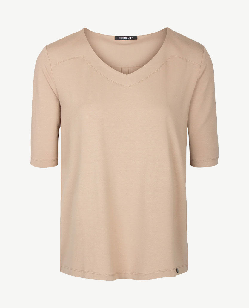 Gollé Haug - Top met v-halsje - beige/licht taupe