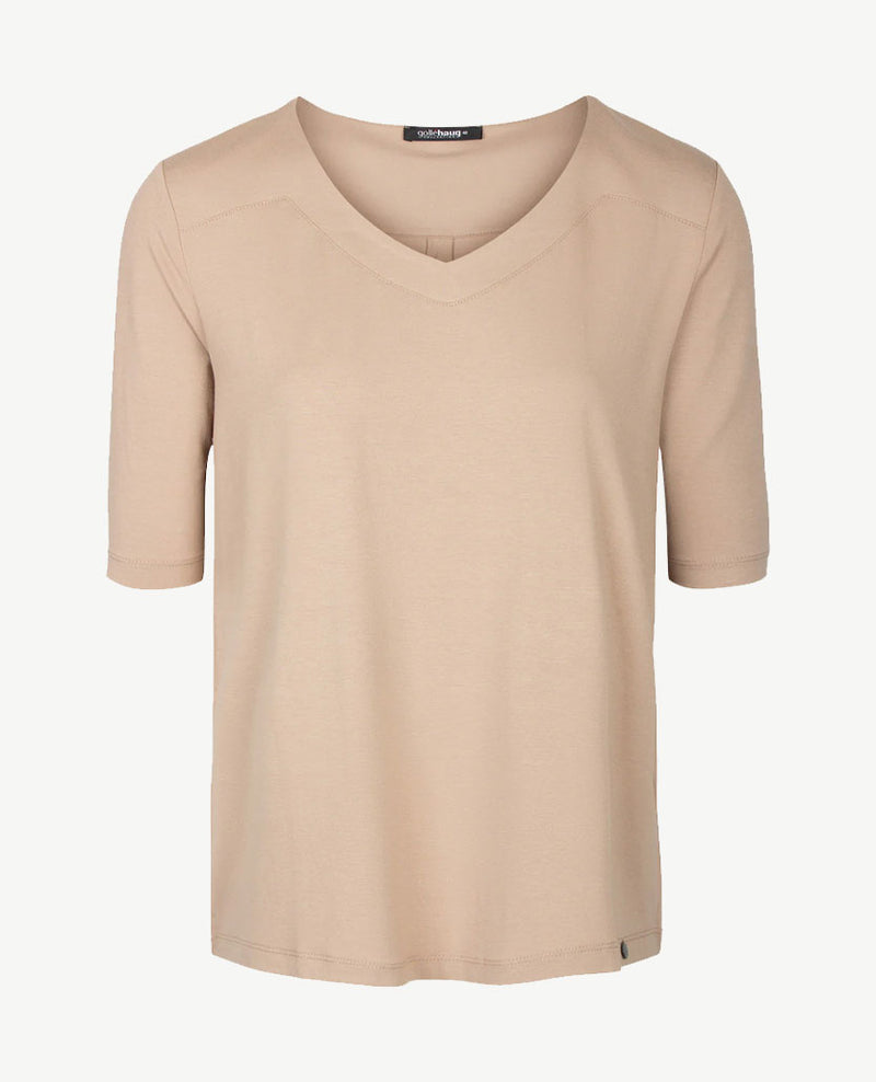Gollé Haug - Top met v-halsje - beige/licht taupe