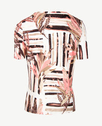 Gollé Haug - Top ronde hals - Multidessin met rozen, wit, beige en zwart
