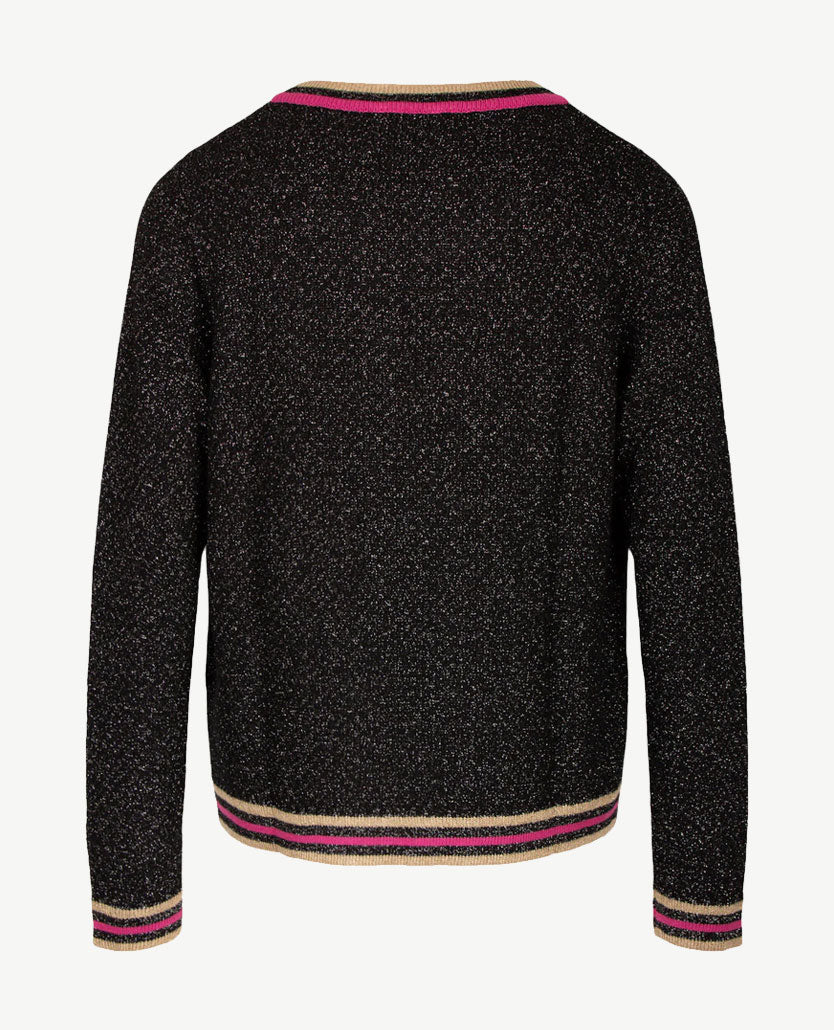 Gollé Haug - Vest - Zwart, pink en beige met glansgaren