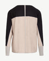 Le Comte - Lichte pullover met ronde hals - Zwart/beige