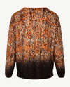 Le Comte - Pullover - Ronde hals - Dessin  warme kleuren beige, burnt orange en zwart