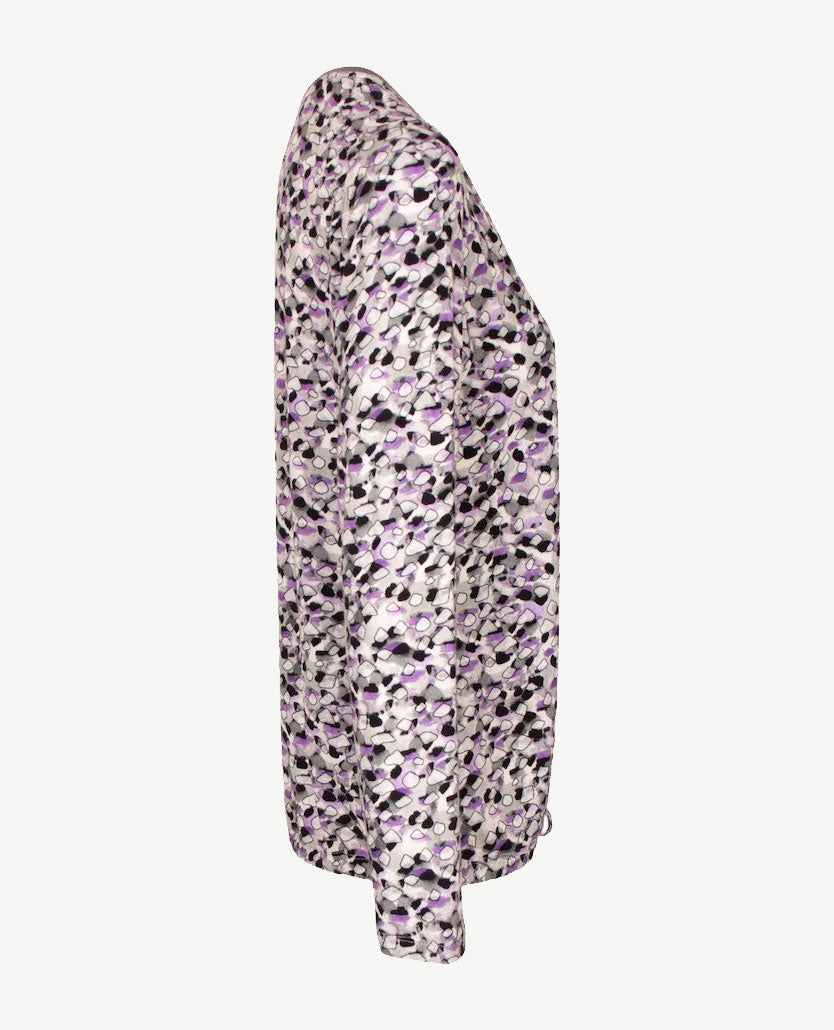 Le Comte - Lichte pullover-top - ronde hals - Dessin lila, grijs, wit en zwart