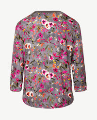 Rabe - Lichte pullover top - ronde hals - Multicolor op grijze basis.