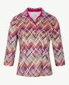 Rabe - Polo - Dessin zigzag met donker rood