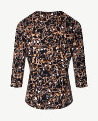 Rabe - Top - ronde hals - Takjes beige, donker camel, wit en zwart