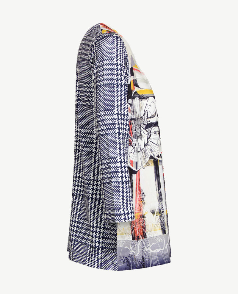 Rabe - Blousontop - ronde hals - Pied de coq met dessin