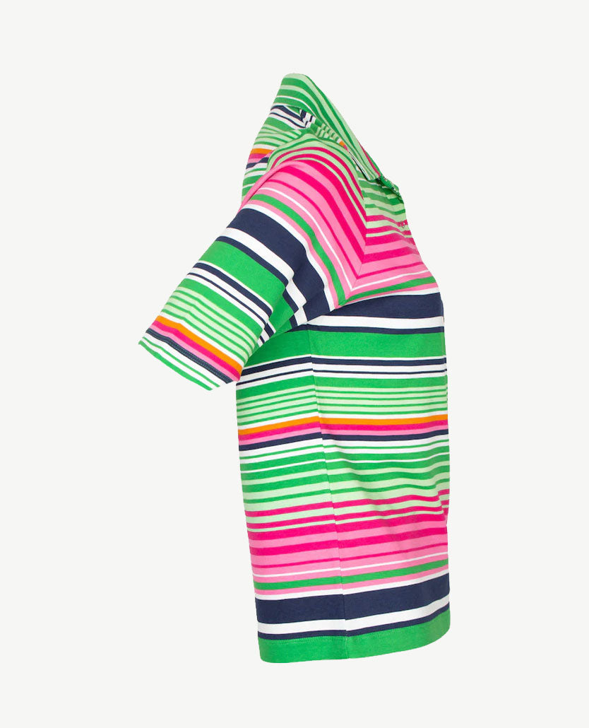 Rabe - Polo - Streep dessin marine, wit, groen en pink