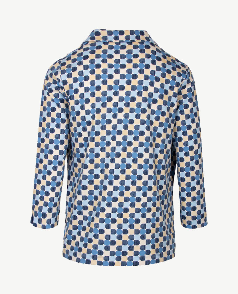 Rabe - Polo in katoen - Dessin blauwen, beige en wit