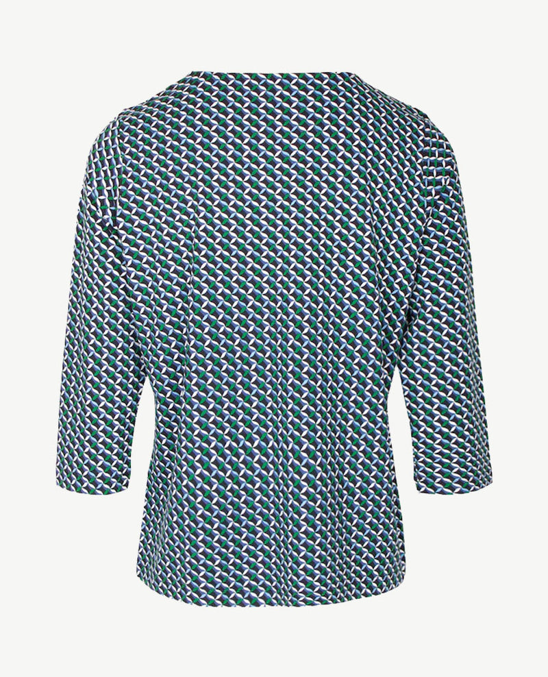 Rabe - Top - ronde hals - Dessin blauwen met zwart, groen en wit