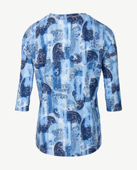 Rabe - Top - ronde hals - Paisley dessin blauwen met wit