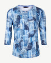 Rabe - Top - ronde hals - Paisley dessin blauwen met wit