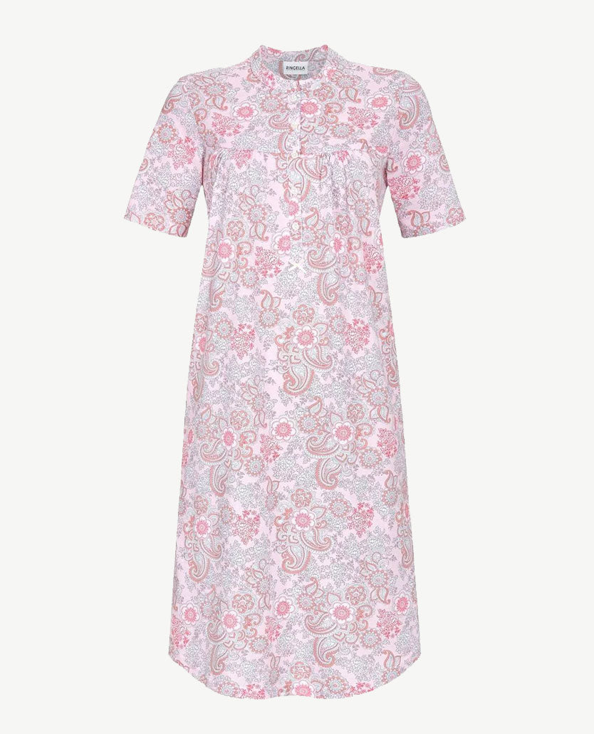 Ringella - Klassiek nachthemd met boordje - Paisley dessin rose