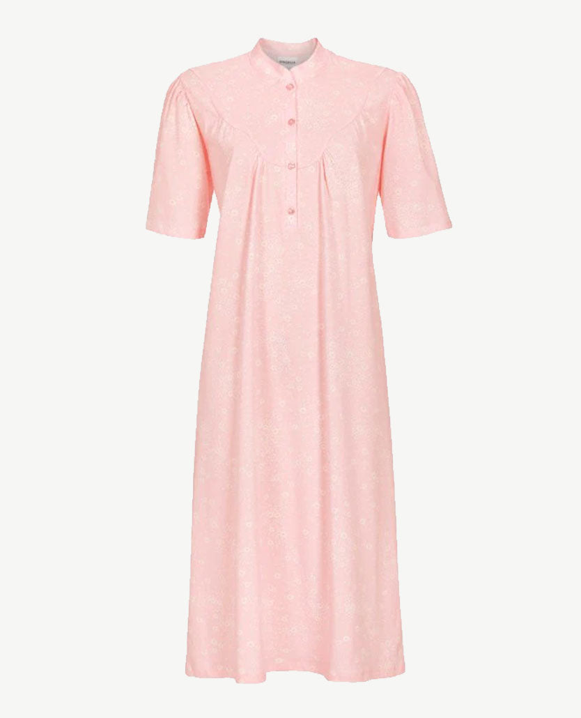 Ringella - Klassiek nachthemd, boordje - Dessin roze/wit
