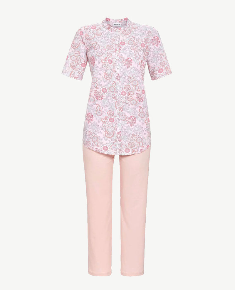 Ringella - Klassieke pyjama - Doorknoop - Paisley dessin rose