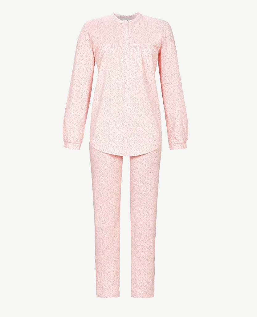 Ringella - Klassieke pyjama - doorknoop met boordje - Druppeldessin roze