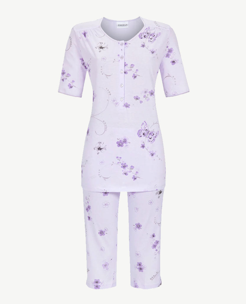 Ringella - Klassieke pyjama met capribroek - Dessin lila