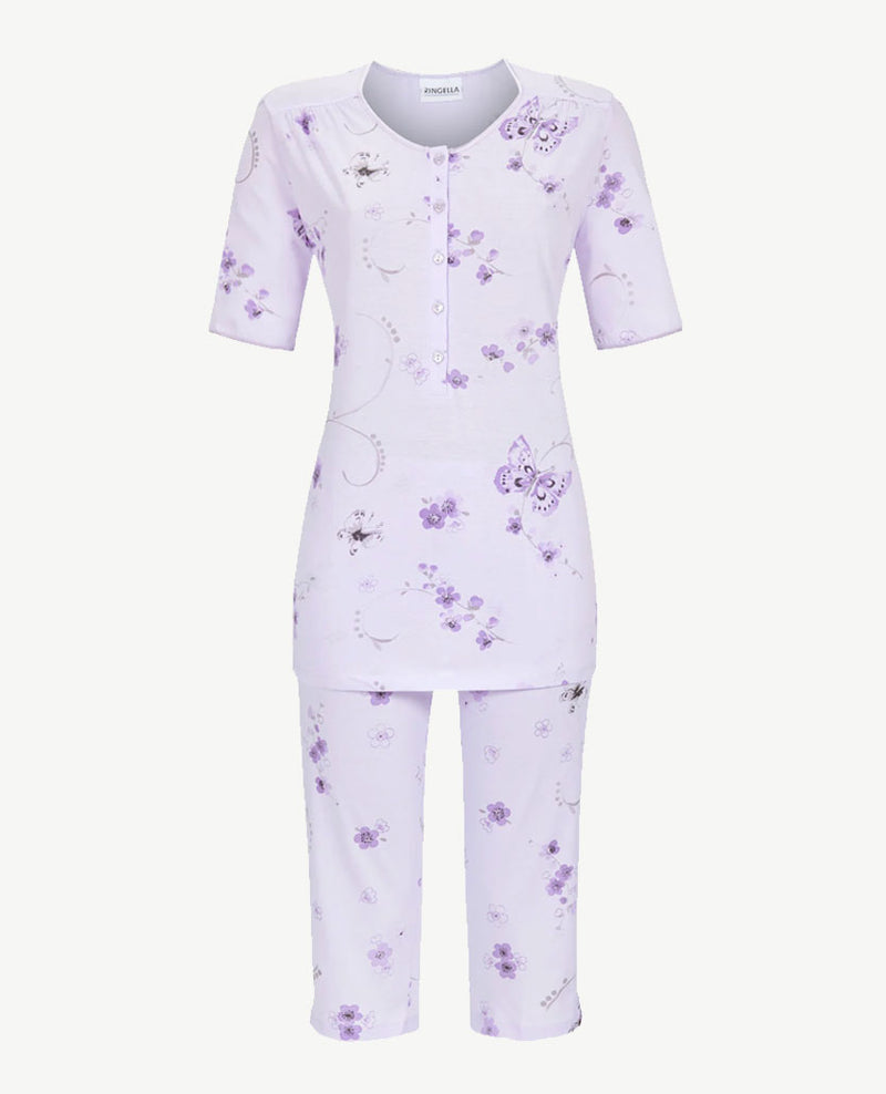 Ringella - Klassieke pyjama met capribroek - Dessin lila