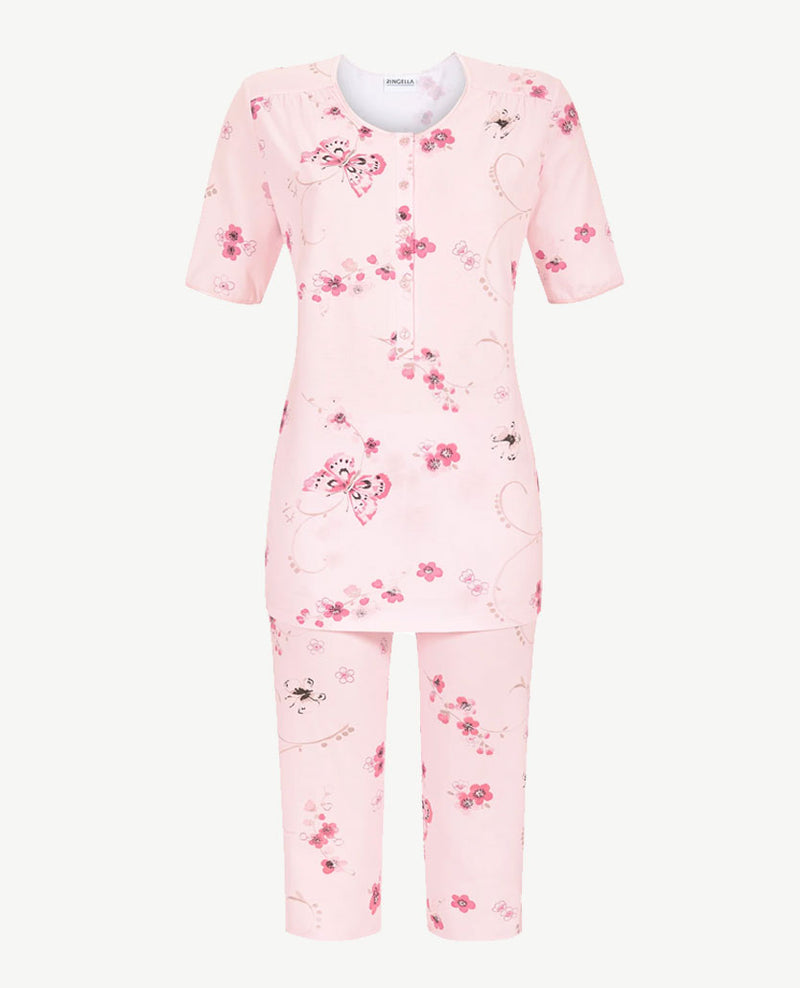 Ringella - Klassieke pyjama met capribroek - Dessin roze