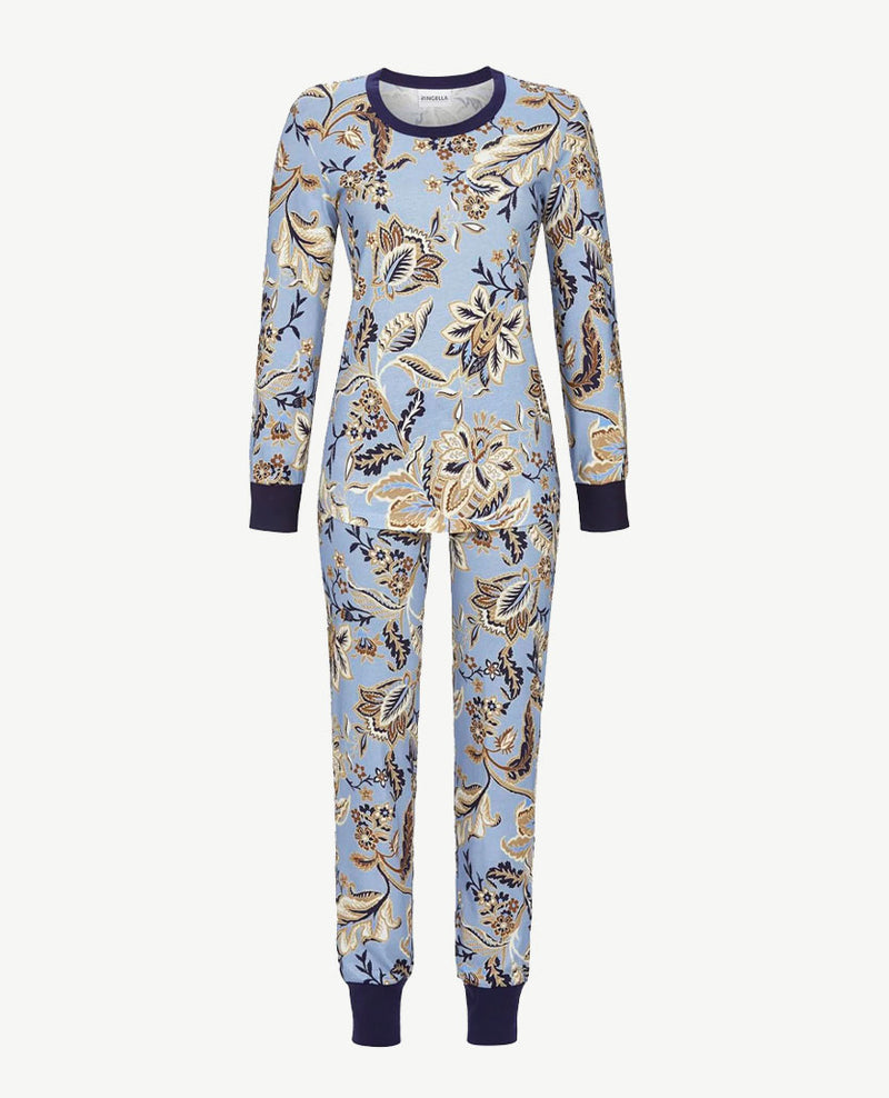 Ringella - Pyjama-lounge - met boordjes - Groot dessin blue