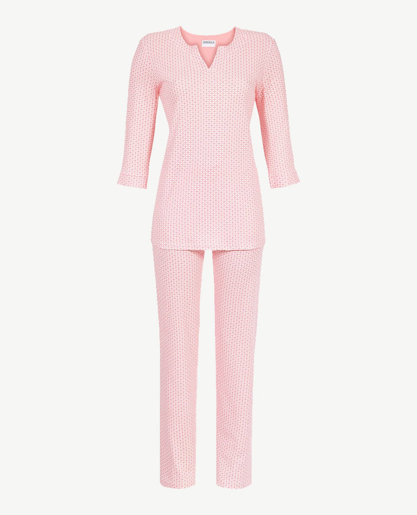 Ringella - Pyjama met v-halsje - Dessin rose/wit