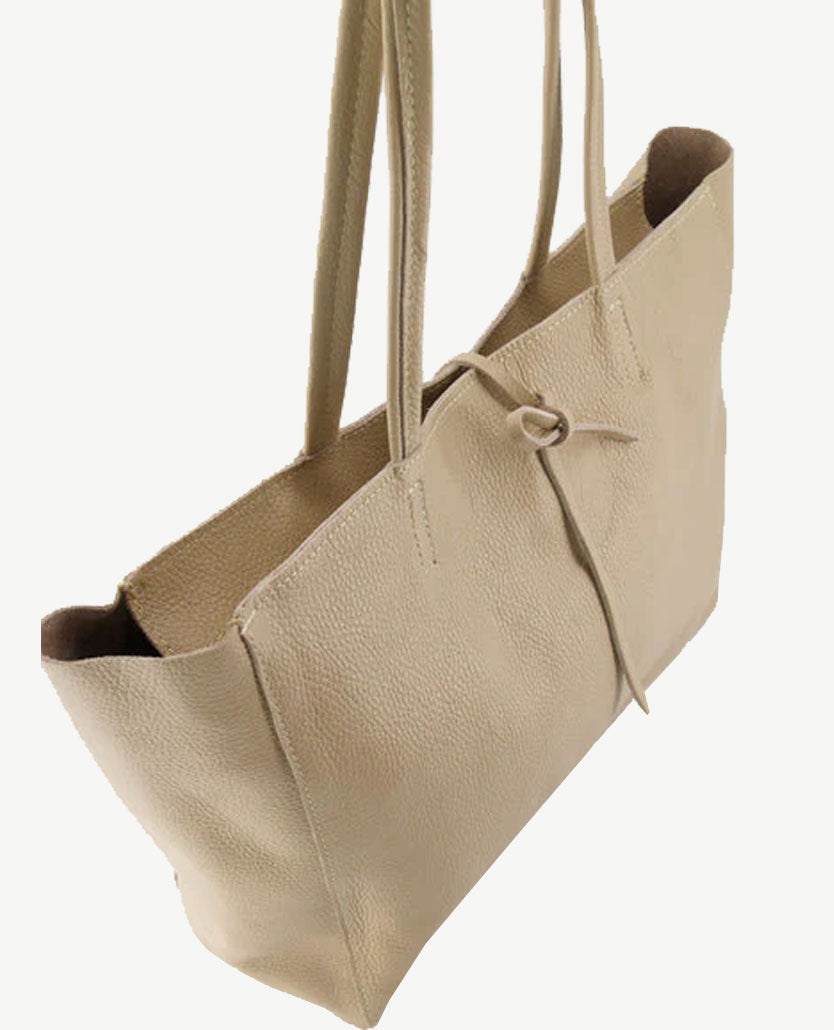 Schoudertas Shopper Leer Beige DRESSYOURPARENTS