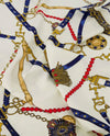 Shawl - 'Hermes' - Ecru met blauw, beige en rood