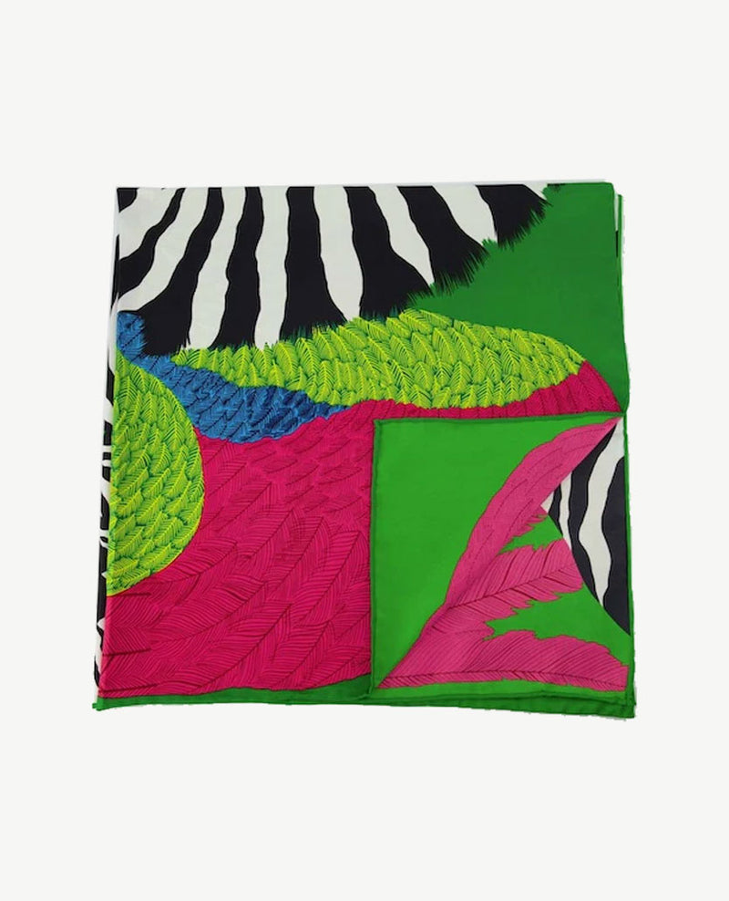 Shawl - 'Zebra' - Groen, pink, wit, zwart en blauw
