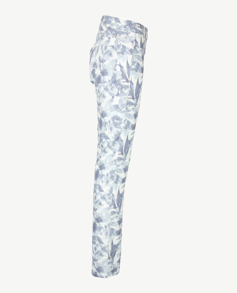 Zerres - Elastiek rondom - Leggy - Korte lengte - Dessin bloem met staalblauw en wit