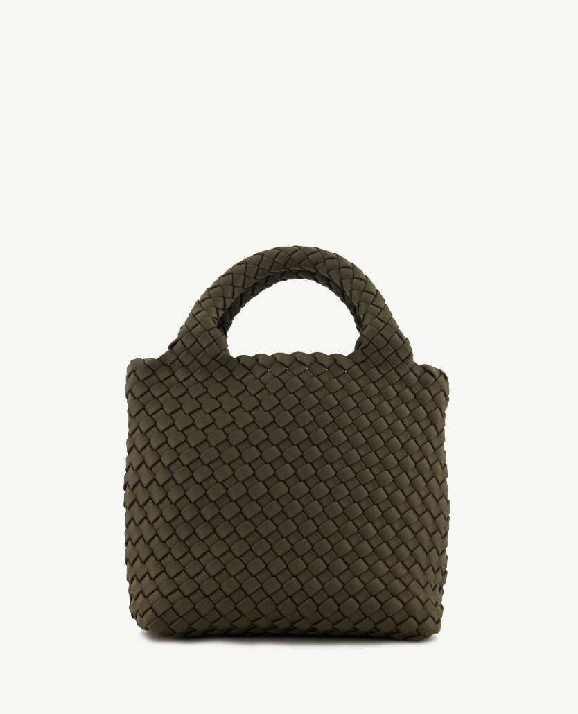 Schoudertas - Handtas - Gevlochten - Olive voorkant