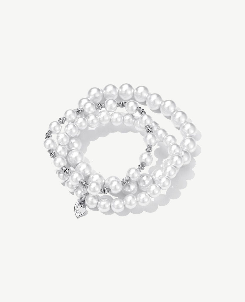 Set armbanden - Parels - Zilverkleurig