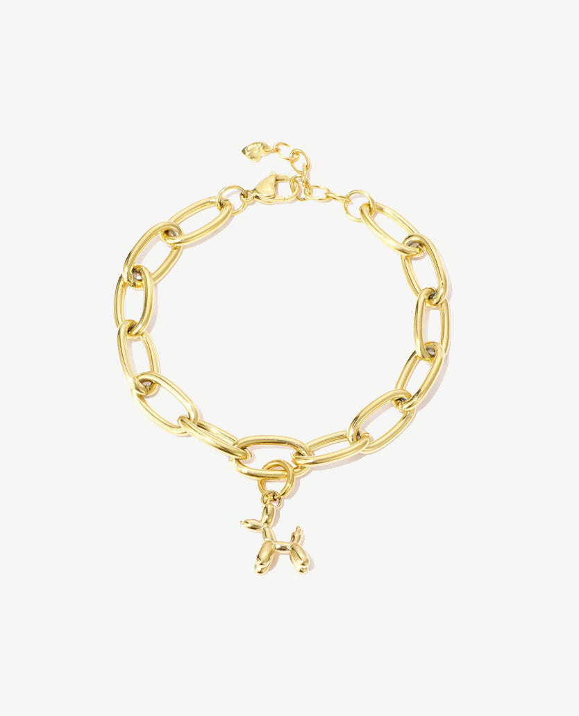 Armband - Grote schakel met bedel - Goudkleurig