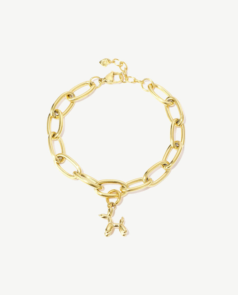 Armband - Grote schakel met bedel - Goudkleurig