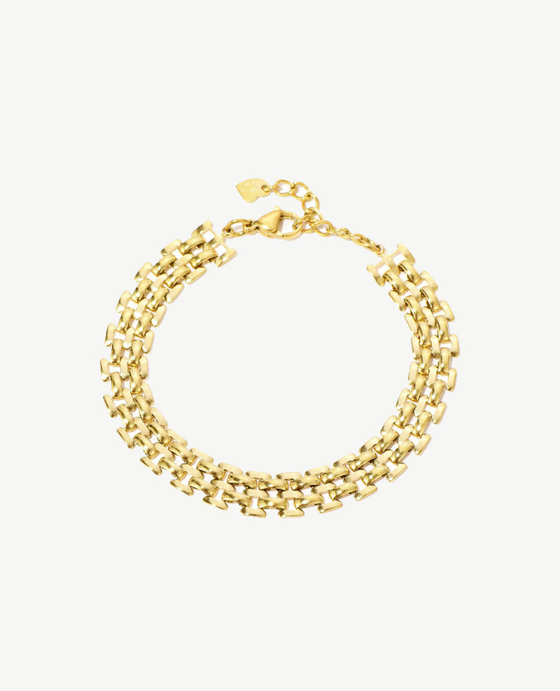 Armband - Platte schakel - goudkleurig