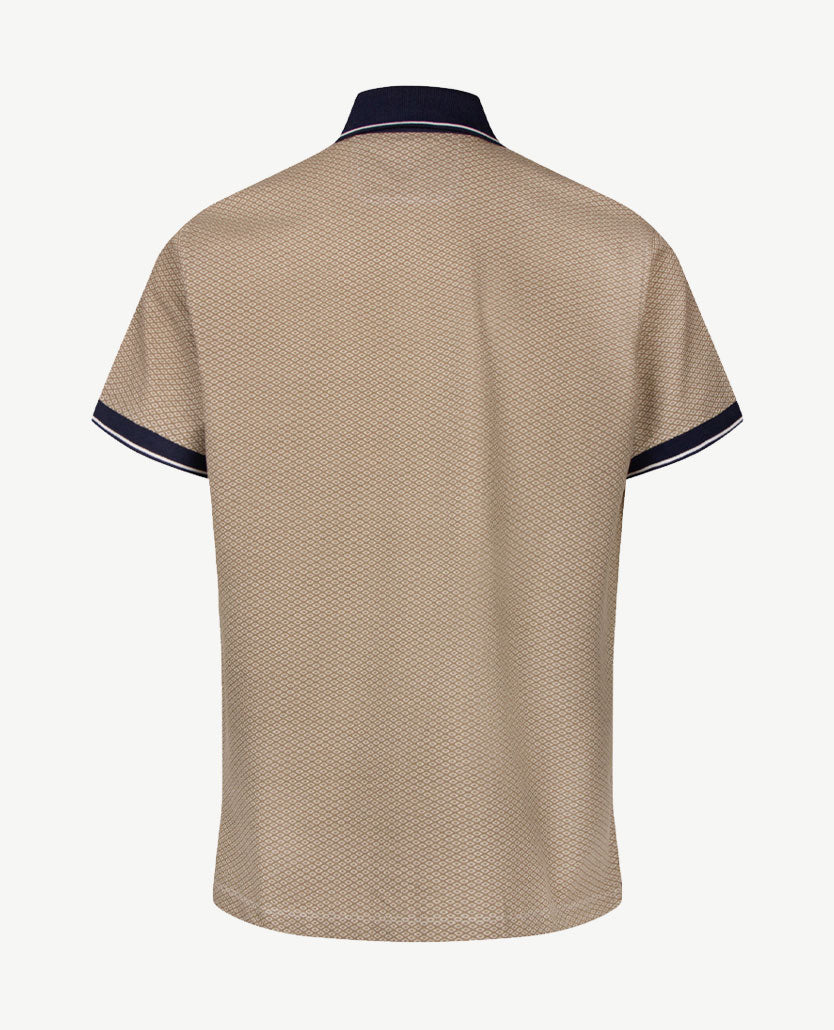 Baileys - Polo - Blokje beige met off-white en navy