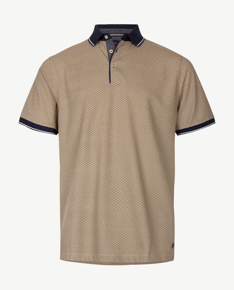Baileys - Polo - Blokje beige met off-white en navy