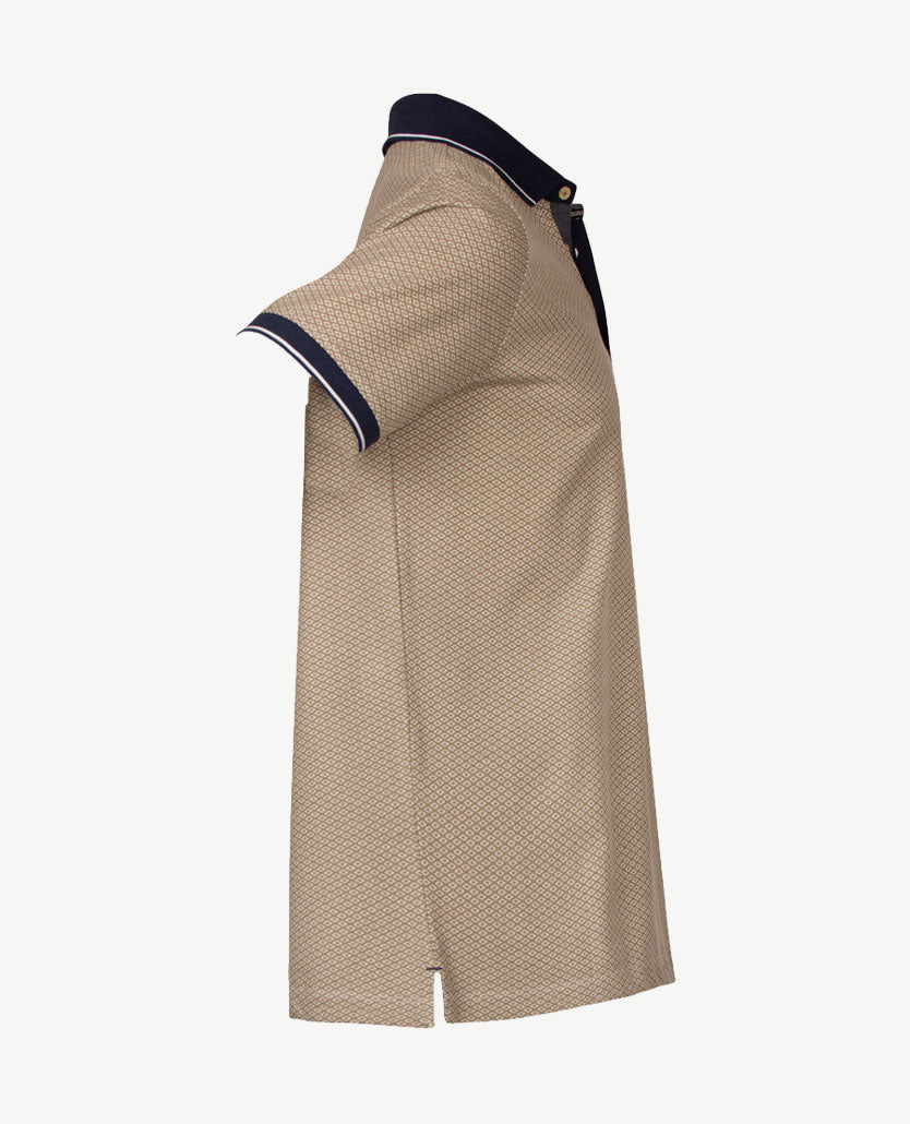 Baileys - Polo - Blokje beige met off-white en navy