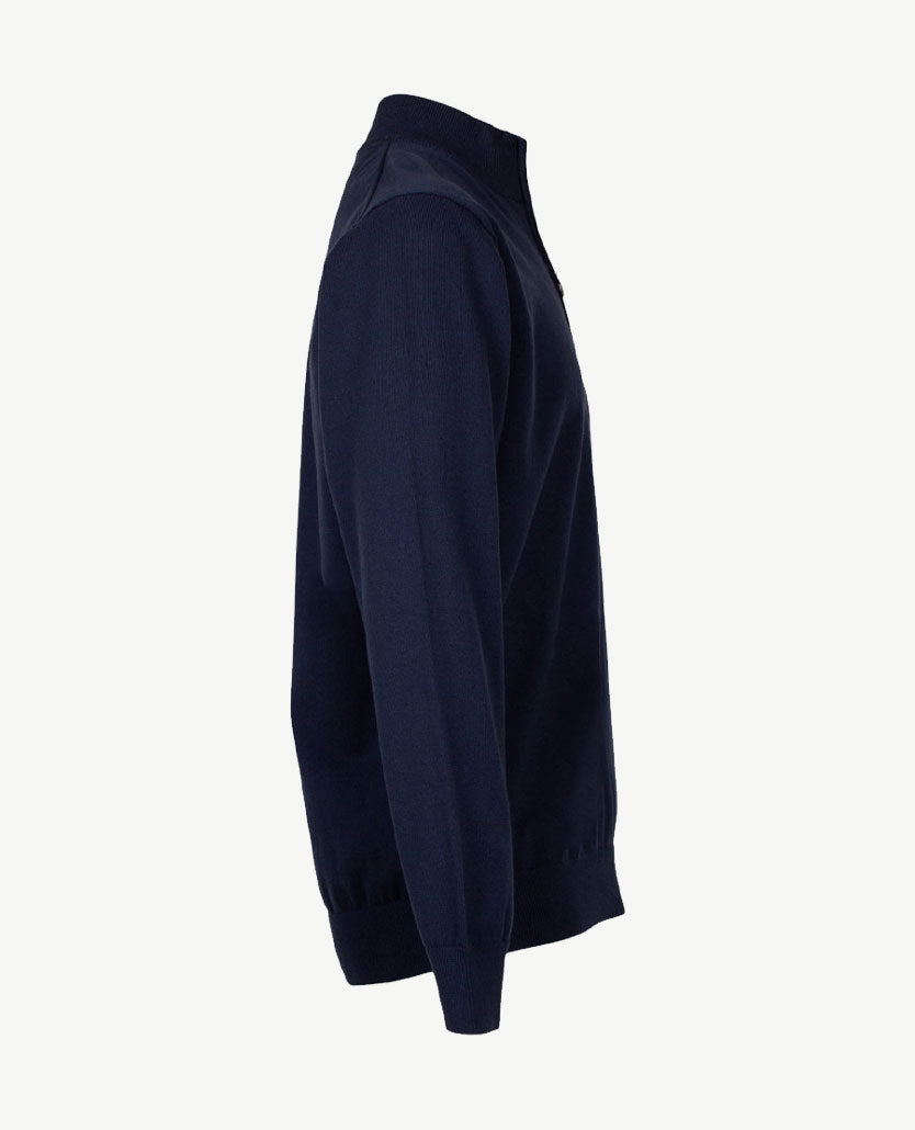 Baileys - Polo met rits - Gebreid - Marineblauw