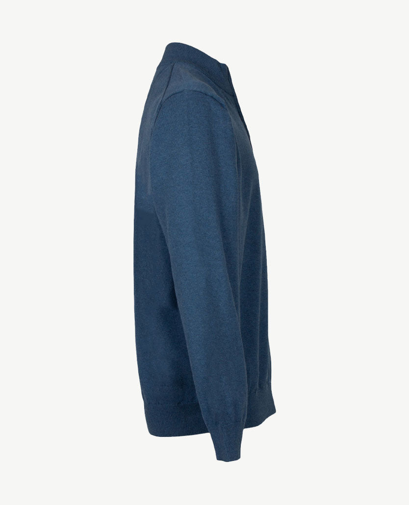 Baileys - Polo met rits - Gebreid - Rafblauw mêlée