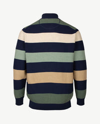 Baileys - Polo met rits - Gebreid - Streep - Navy, beige, camel en groen