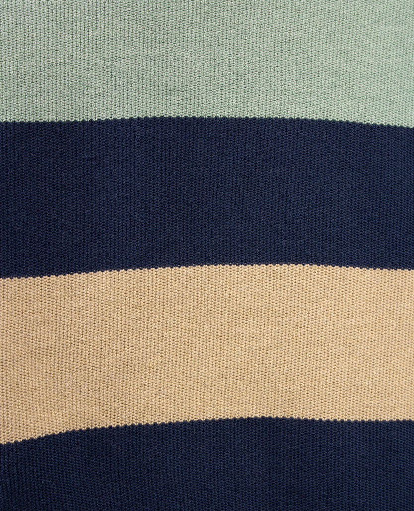 Baileys - Polo met rits - Gebreid - Streep - Navy, beige, camel en groen