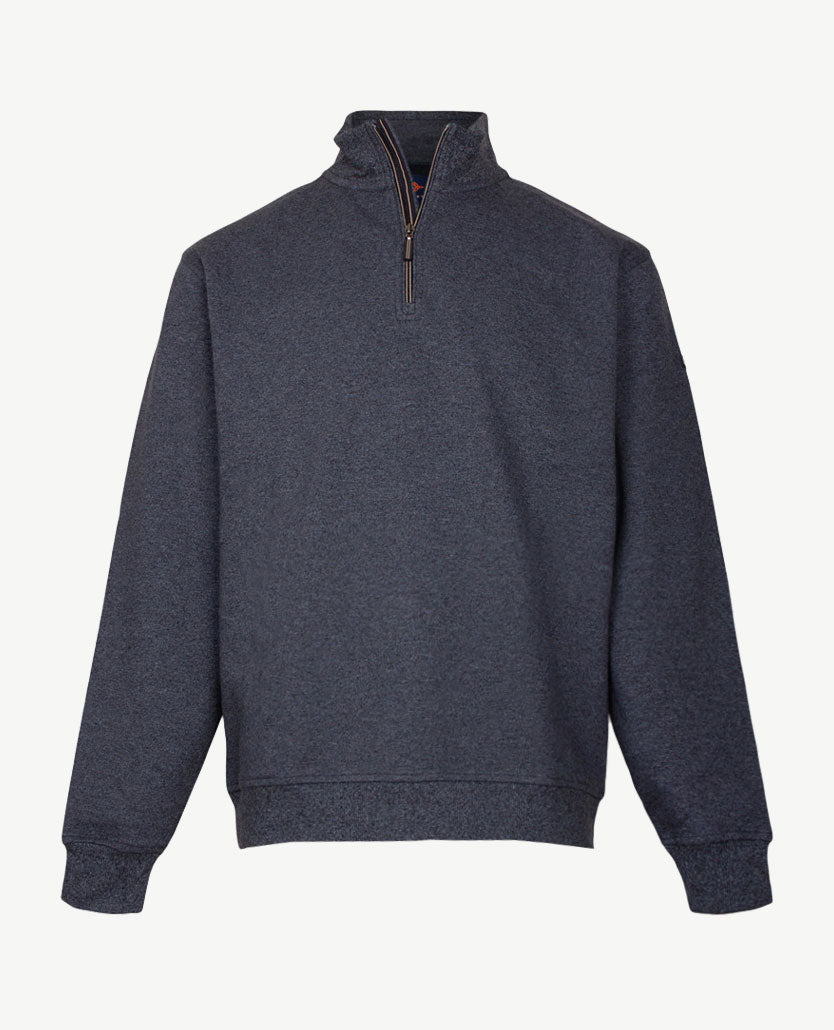 Baileys - Polo met rits - Sweat - Mêlée - Staalblauw met navy