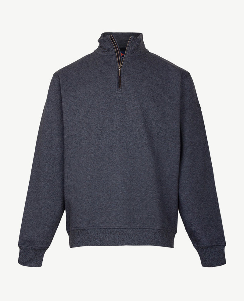 Baileys - Polo met rits - Sweat - Mêlée - Staalblauw met navy
